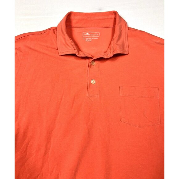 Peter Millar Polo Shirt Slmon Cotton Blend Strtch Golf Men's L Nice - Picture 1 of 7